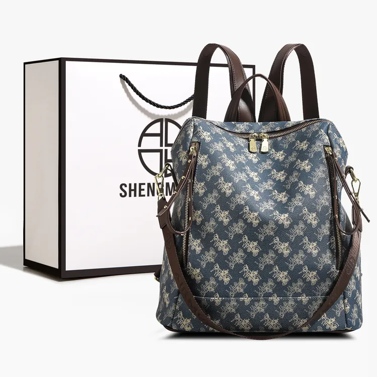 SHENGMILUO/圣米洛复古双肩包包女轻奢通勤包百搭小众可单肩背包