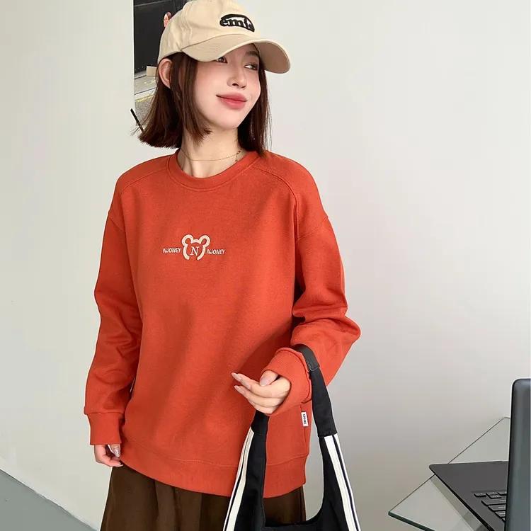 Y290秋季新款韩版时尚刺绣米奇休闲宽松女士圆领卫衣24-36