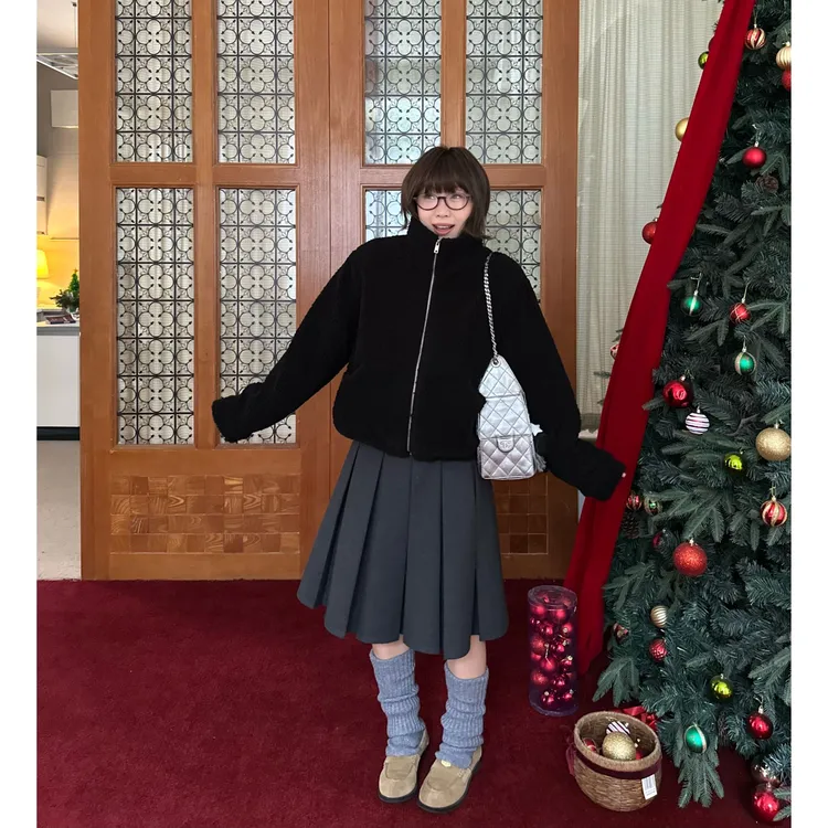 Our2【百褶毛呢裙】休闲显瘦百搭款百褶裙【V3805】