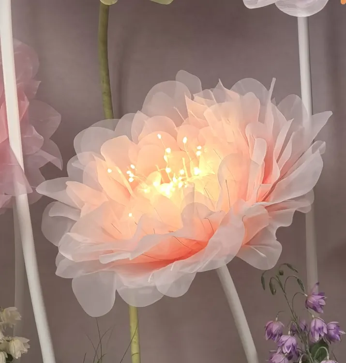 渐变蔷薇粉成品芍药真丝欧根纱床头灯氛围灯落地直播背景商场美陈