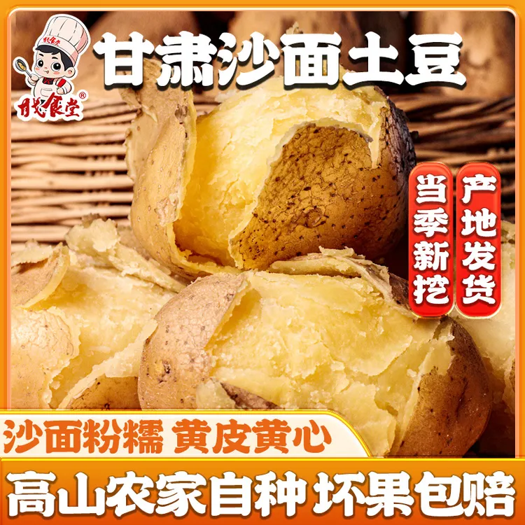 2025年甘肃定西现挖新鲜土豆农家自种洋芋黄皮黄心马铃薯整箱产地