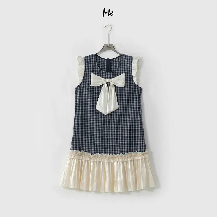 ME【格子蝴蝶结娃娃裙】减龄蝴蝶结装饰显瘦时尚休闲连衣裙MESS6326