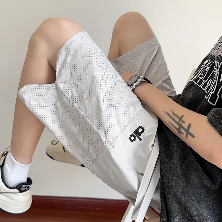 NINEDAO/玖岛夏季港风薄款冰丝速干短裤男士轻奢ins百搭五分裤子