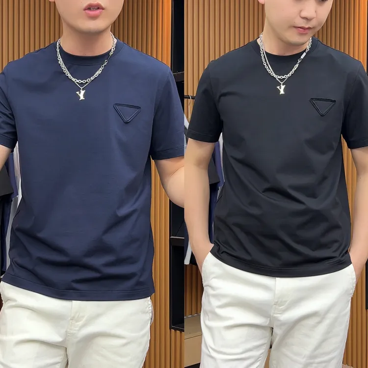 经典常青款！埃及长绒棉夏季高端男士外贸纯色休闲吸湿透气短袖T恤