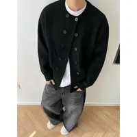 dannyandzee秋冬复古软糯宽松高质双排扣纯色粗针开衫毛衣外套626