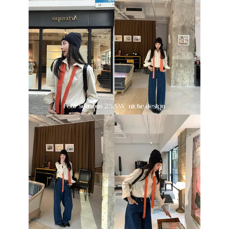 区区欧阳'RL纸片人'松弛不费脑！个性纯手工小马刺绣纯棉长袖衬衫