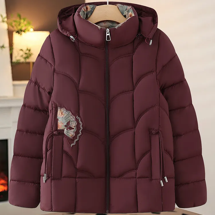 中老年女装冬季保暖棉衣大码妈妈装连帽绣花棉服老人衣服奶奶装厚