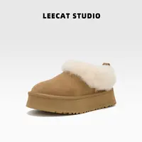 LEECAT STUDIO厚底加绒羊毛雪地靴2025秋冬新款百搭保暖毛毛鞋