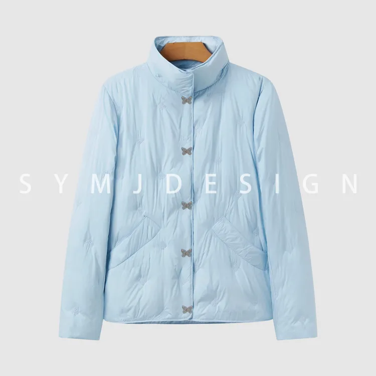 25秋冬款蝴蝶扣保暖轻盈白鹅绒服 77071