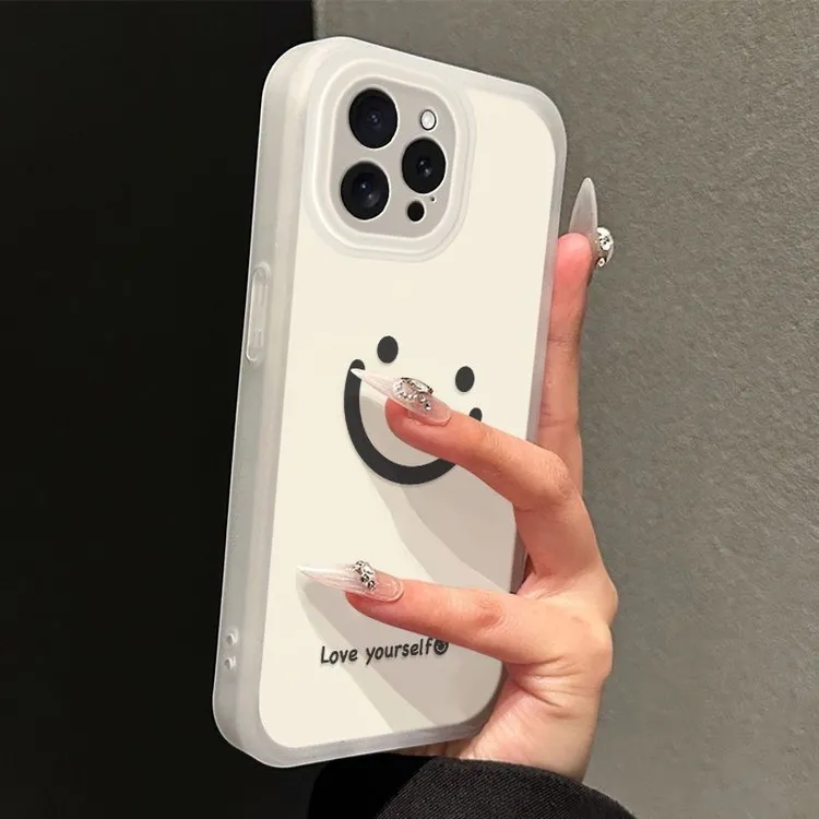 ins笑脸适用iPhone16promax手机壳苹果15新款14磨砂13软套12防摔