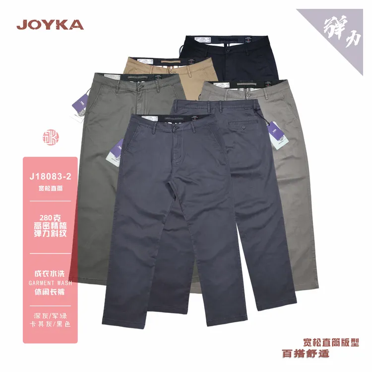 秋冬纯棉【宽松直筒】简欧时尚都市纯棉男士百搭通勤纯色休闲长裤