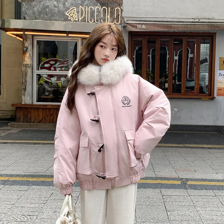 冬季韩版学院风毛领派克棉服女2025新款高级感小个子加厚棉衣外套