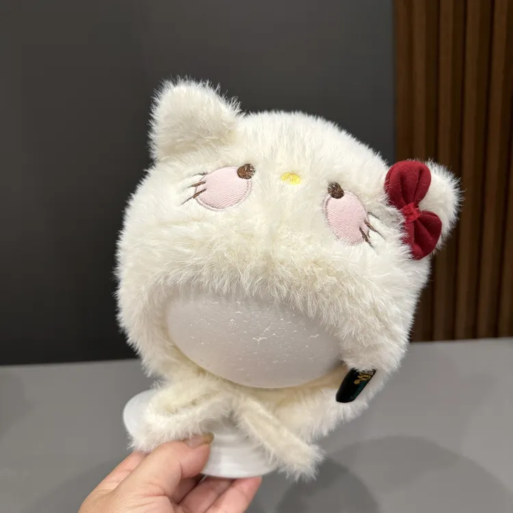 【KT猫毛绒帽】婴儿帽秋冬季毛绒帽可爱超萌加厚保暖护耳帽针织帽男