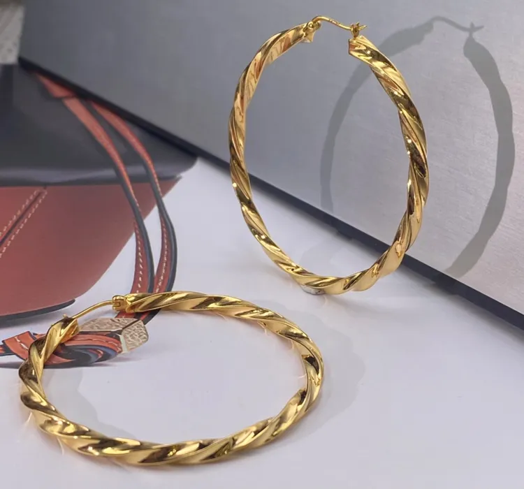 裕璨 18K金超大麻花耳圈水波光圈超级ins风炸街必备时尚大耳圈