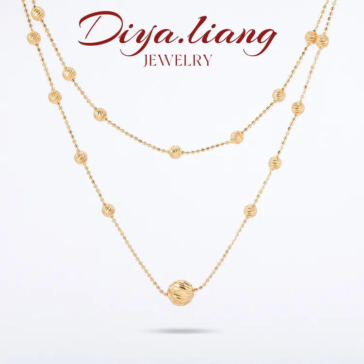 坠链均925银 梁雅帝新品【闪耀镭射球】长款橄榄珠珠时尚纯银项链