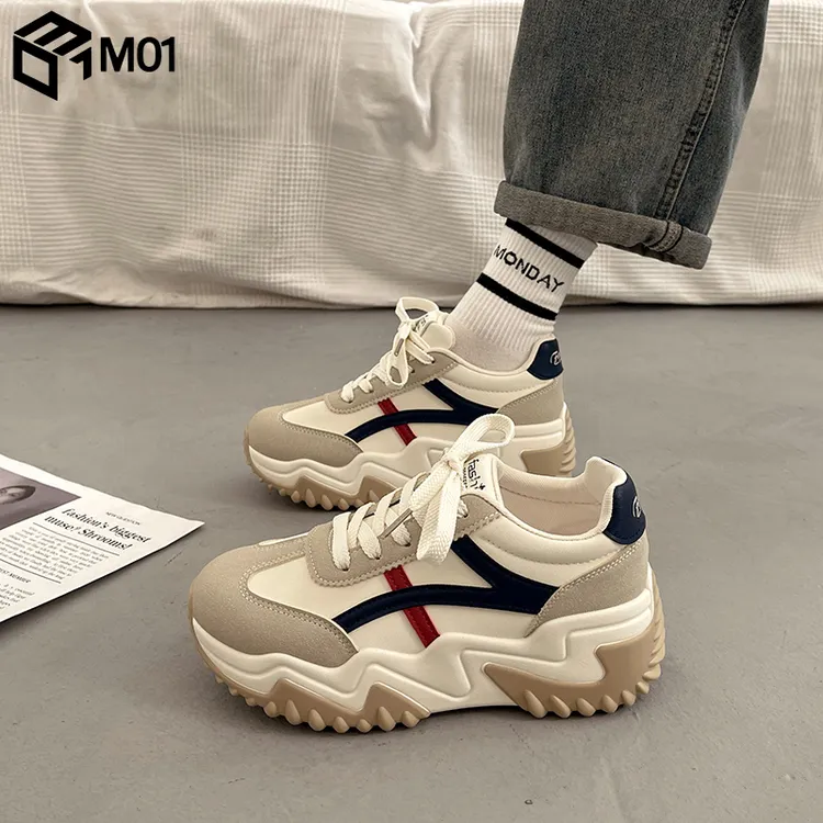 M01百搭厚底松糕老爹鞋女增高显脚小2025新款春秋德训休闲运动鞋