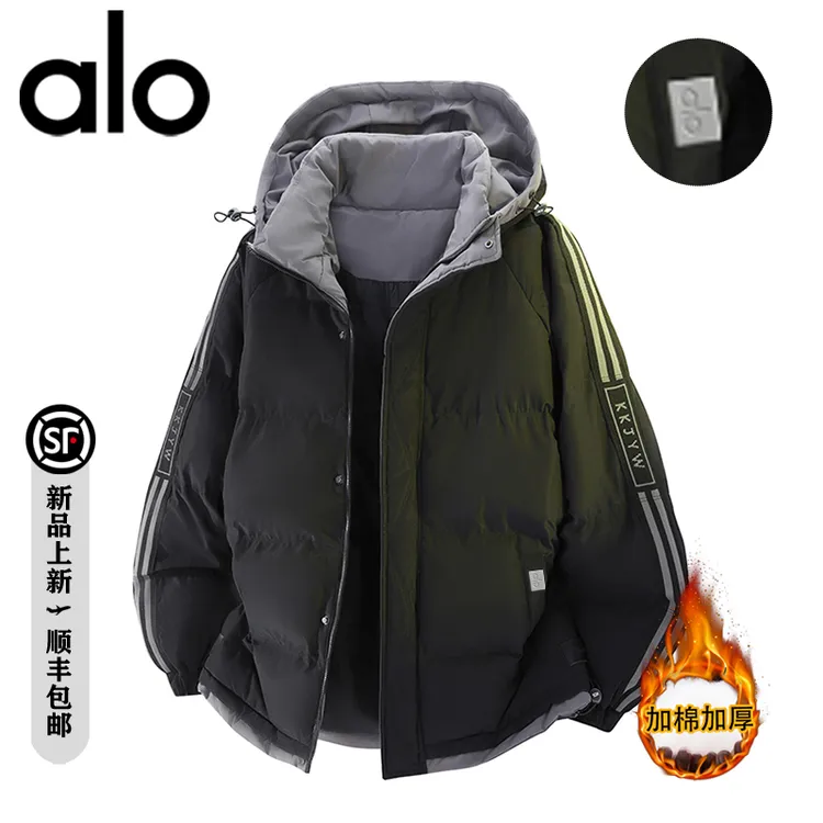 【官方奥特莱斯】品牌折扣 冬季宽松大码连帽加棉保暖休闲男士棉服