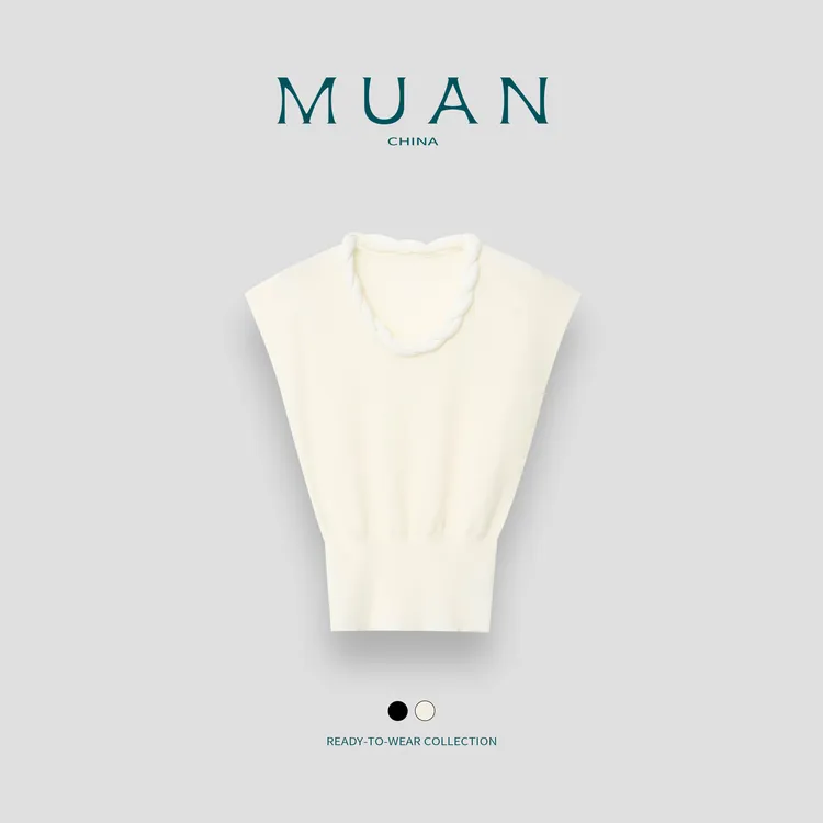 木岸MUAN:《月光T》MUAN定制圆领麻花领圆领法式上衣女ZZ-Z25017