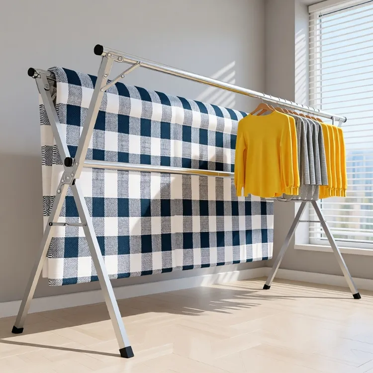 晾衣架落地折叠免安装家用阳台挂衣架室内外卧室架X型伸缩晾衣杆