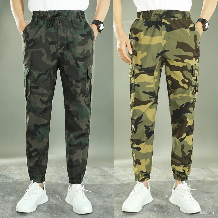 夏季男士薄款迷彩工装裤加裆弹力工作服裤子速干耐磨户外劳保休闲