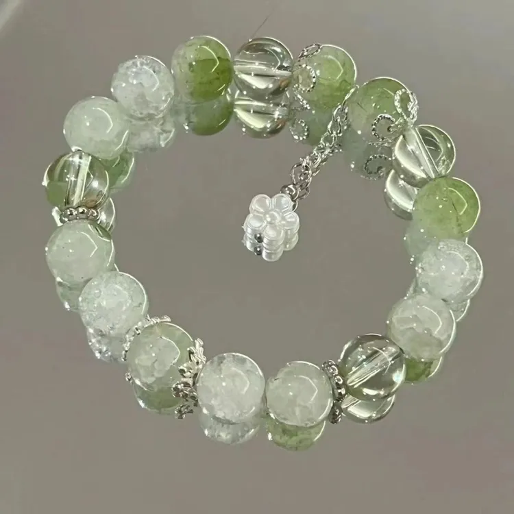 琉璃手链 闺蜜手链碎花学生绿色显白爆款柠檬手饰小苍兰手串碎花