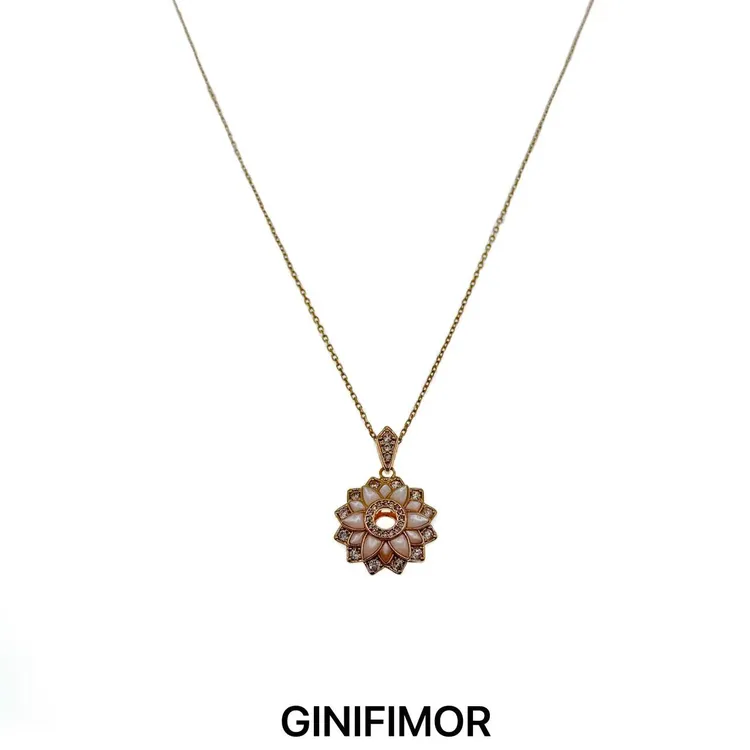 GINIFIMOR 铜合金项链 a783 莲花贝壳项链百搭气质锁骨链
