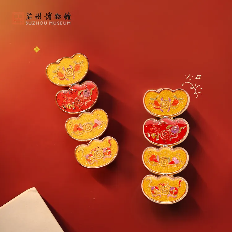 苏州博物馆文创 元宝金属发夹 聚宝盆创意首饰发饰