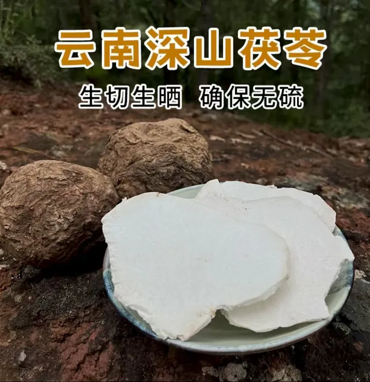 云南白茯苓片哀牢山生切生晒精选大片原产地茯苓药材