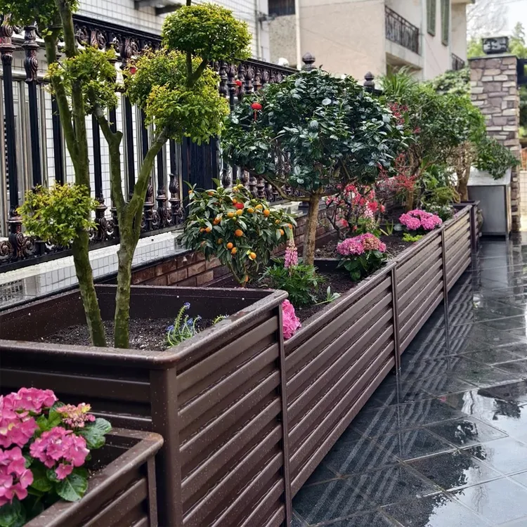 铝合金花箱户外庭院组合市政栅栏阳台长方形花箱道路景观种植箱