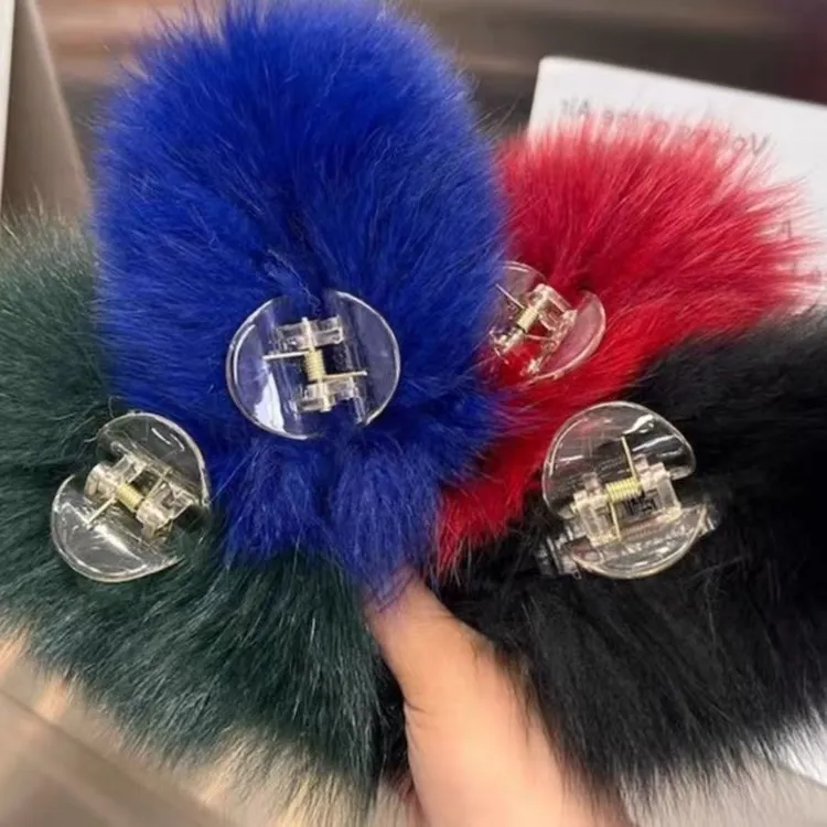 女仙女风少女风休闲风抓夹发夹狐狸毛饰品优雅秋冬可爱夹子气质