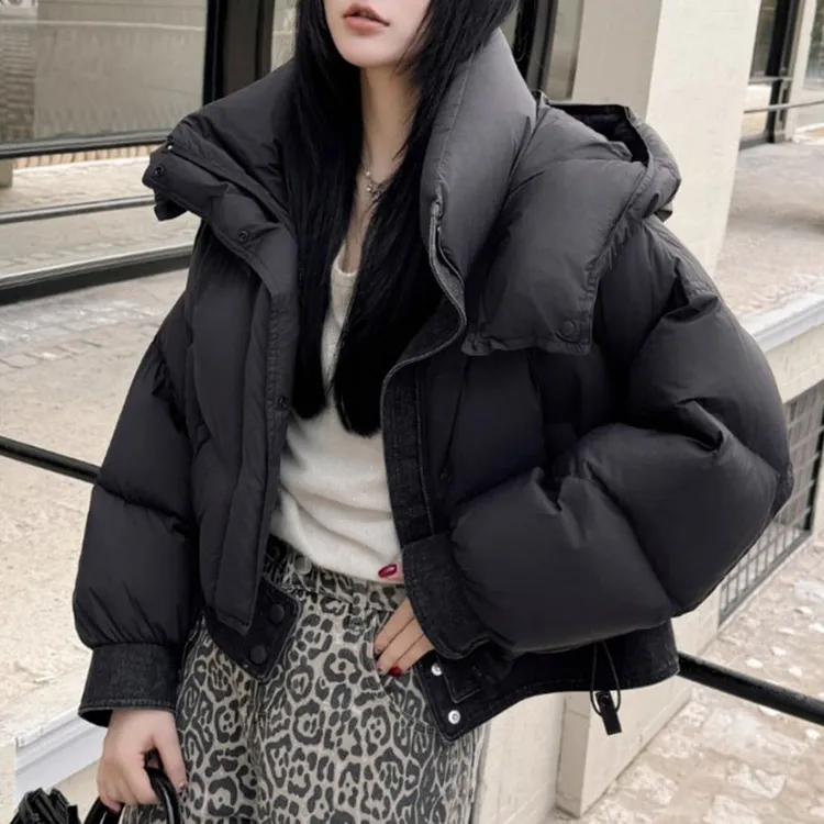 连帽超好看保暖棉服女2025年冬季新款加厚短款百搭棉衣小个子外套