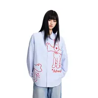 【宋松专属】嘻哈撞色西高地犬印花衬衫潮牌街头新款情侣衬衣
