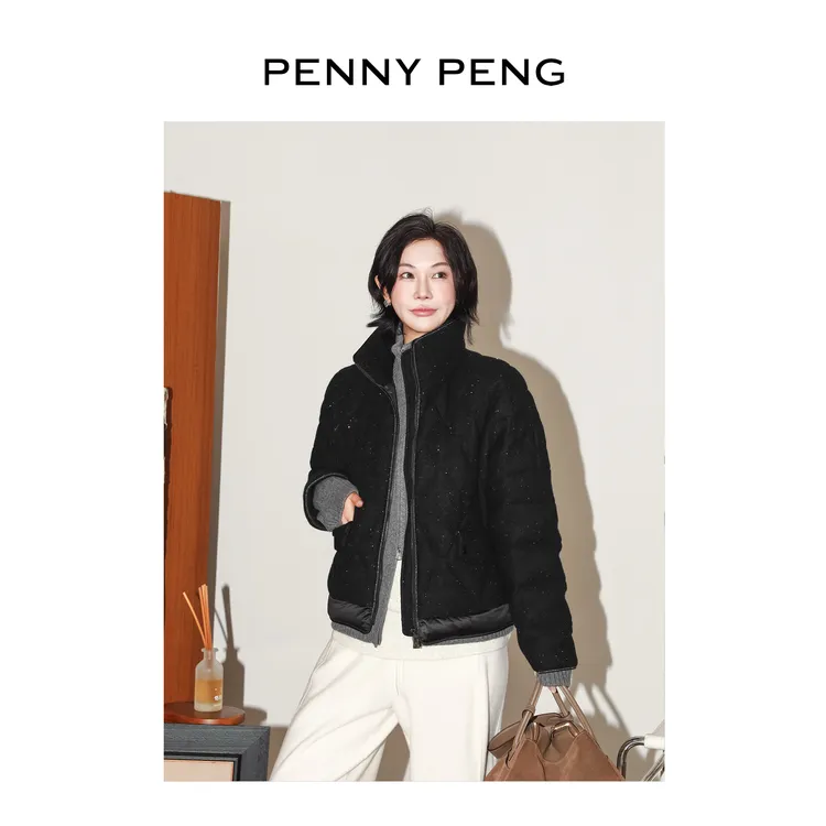 PENNYPENG 星轨 秋冬新款星空砂质感绵羊毛时尚鹅绒服亮片外套
