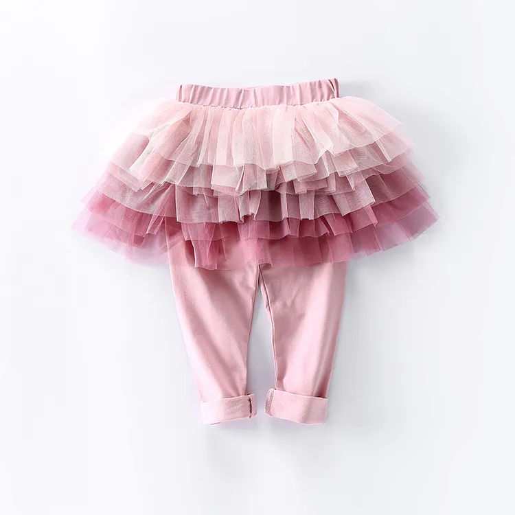女童网纱假两件裤裙婴儿薄款儿童蓬蓬裙裤春秋洋气宝宝打底长裤子