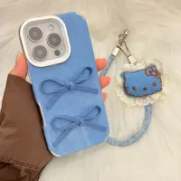 牛仔纹蝴蝶结适用iPhone17promax苹果13手机壳14小众15原创手绳16