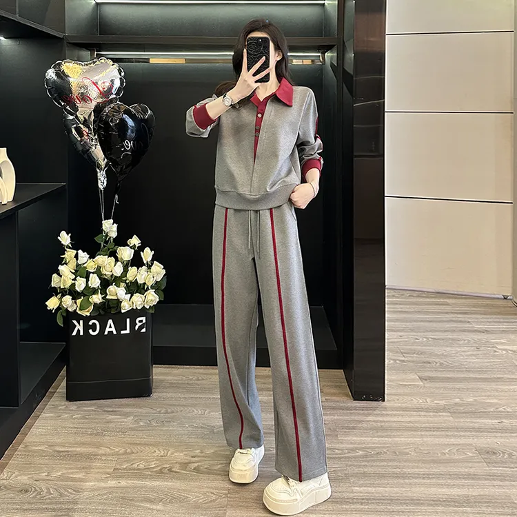 纳凡2025春新款时尚休闲运动套装女显瘦洋气高级感撞色拼接两件套