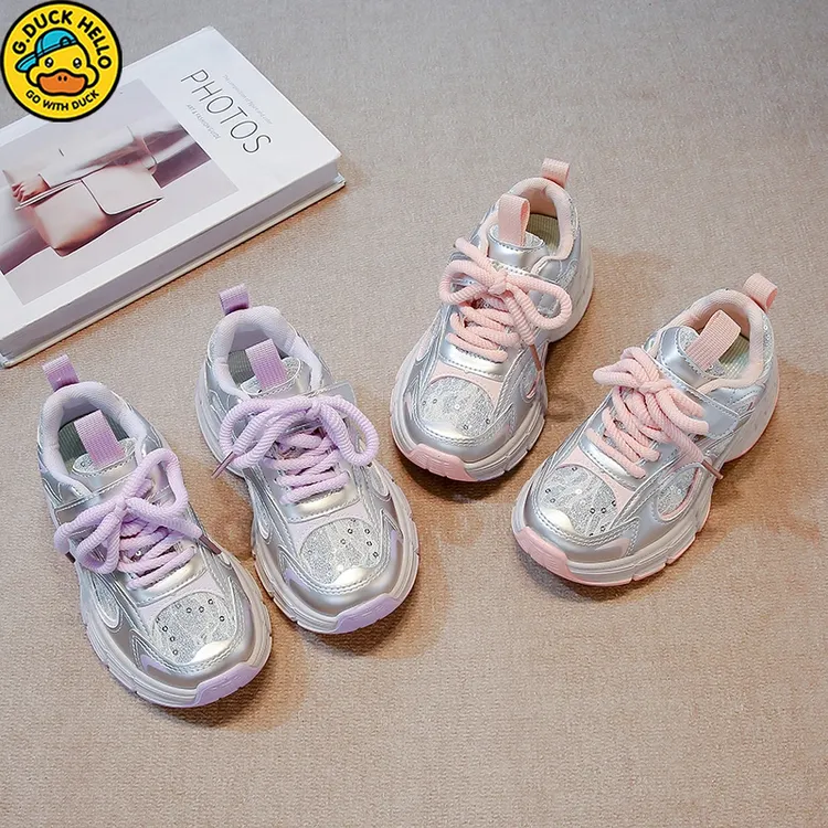 G.DUCK小黄鸭女童运动鞋2025春秋新款儿童老爹鞋中大童防滑跑步鞋