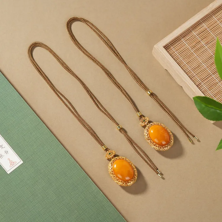 【云上叙】S925银蜜蜡吊坠-多样性发一件-26×19mm-V5432-M（甄选）
