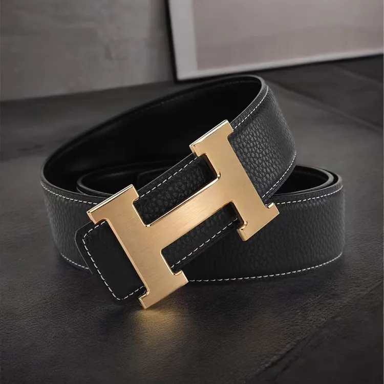 皮带男款爆款2025新款真皮h平滑扣男款腰带年轻人简约百搭裤腰带