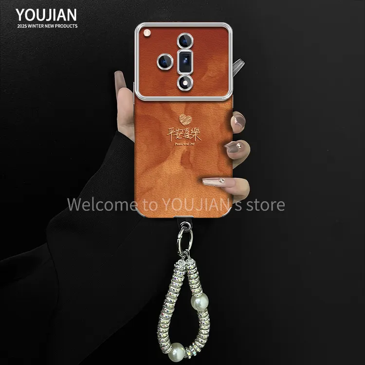 平安喜乐适用于oppofindx7手机壳电镀大视窗贴皮高颜值女款