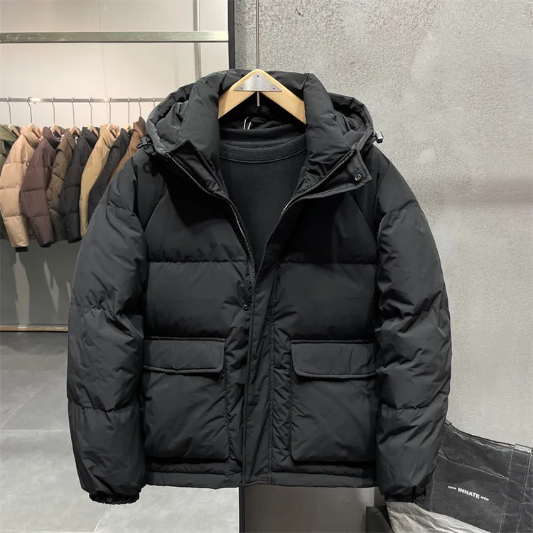 法帝卡尔克冬季连帽羽绒服男短款韩版时尚休闲纯色白鸭绒加厚外套