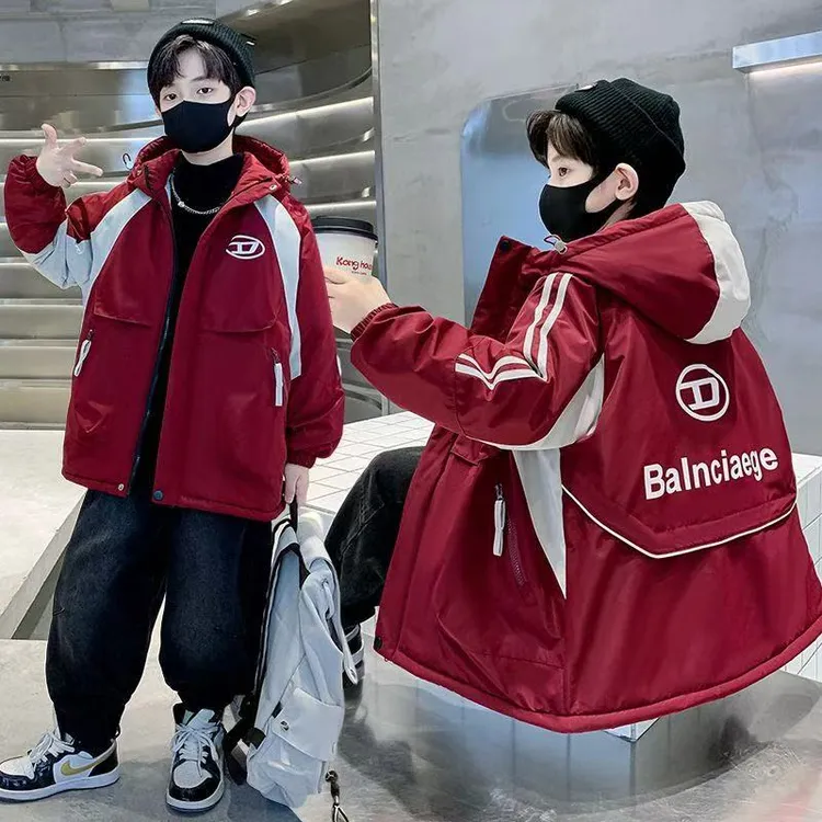 《加绒加厚》男童加绒外套2025新款中大儿童冬装加厚棉衣派克服潮