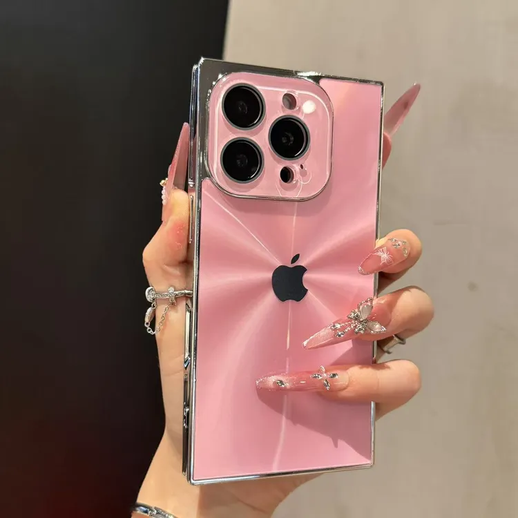 高级感方形极光适用苹果16手机壳iPhone15promax简约14创意13新款