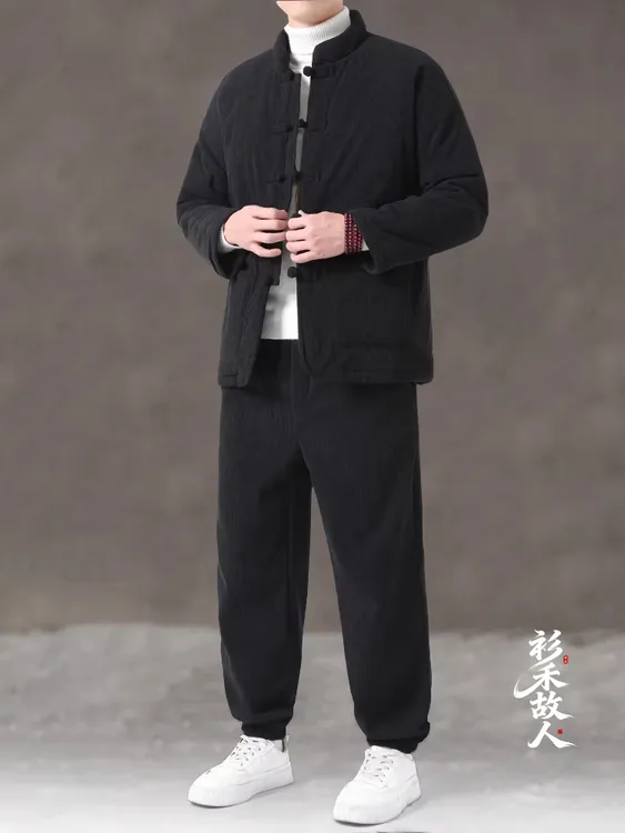 衫禾故人·中国风 冬季复古加厚棉服套装 中式立领保暖唐装棉袄男