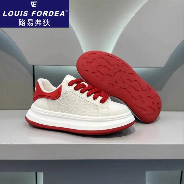 Louis Fordea/路易弗狄男士休闲皮鞋增高鞋小白鞋轻奢高级感男鞋