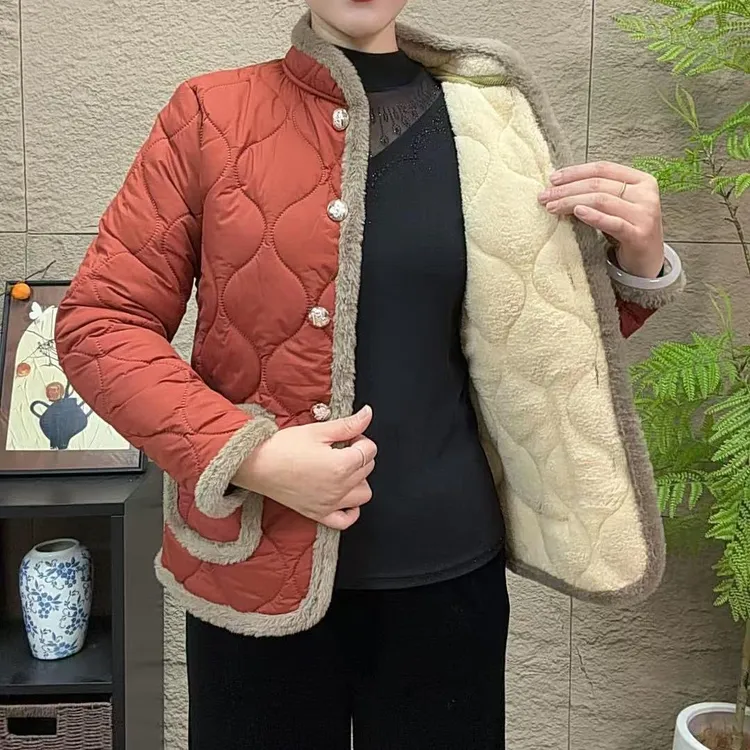 冬季棉衣加绒加厚新款中老年妈妈秋冬时尚保暖棉服洋气外套小棉袄