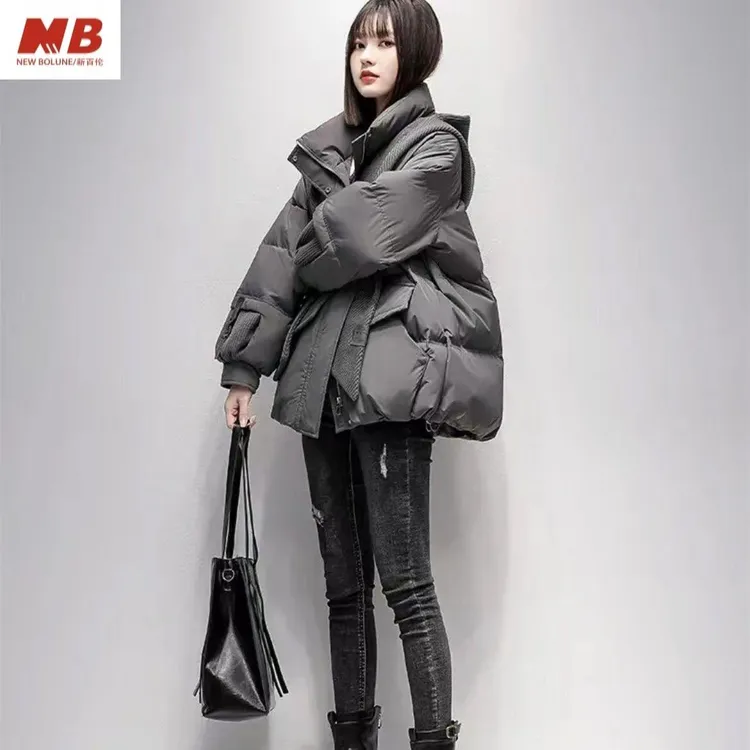 新百伦【奥莱撤柜】羽绒棉服女2025冬季新款连帽棉袄韩版大码宽松