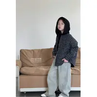 【冬品】CHOOSEMORE“蓝Miu格”韩系夹棉格子带帽外套字母T砂洗牛仔裤