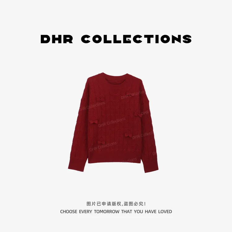 豆豆DA【诺曼底暖阳】100%绵羊毛慵懒休闲百搭针织衫毛衣-9892025DM