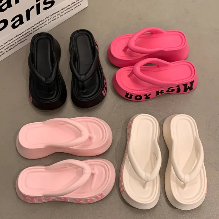 小个子增高网红人字拖女夏季外穿厚底防滑夹脚拖鞋海边沙滩人字拖